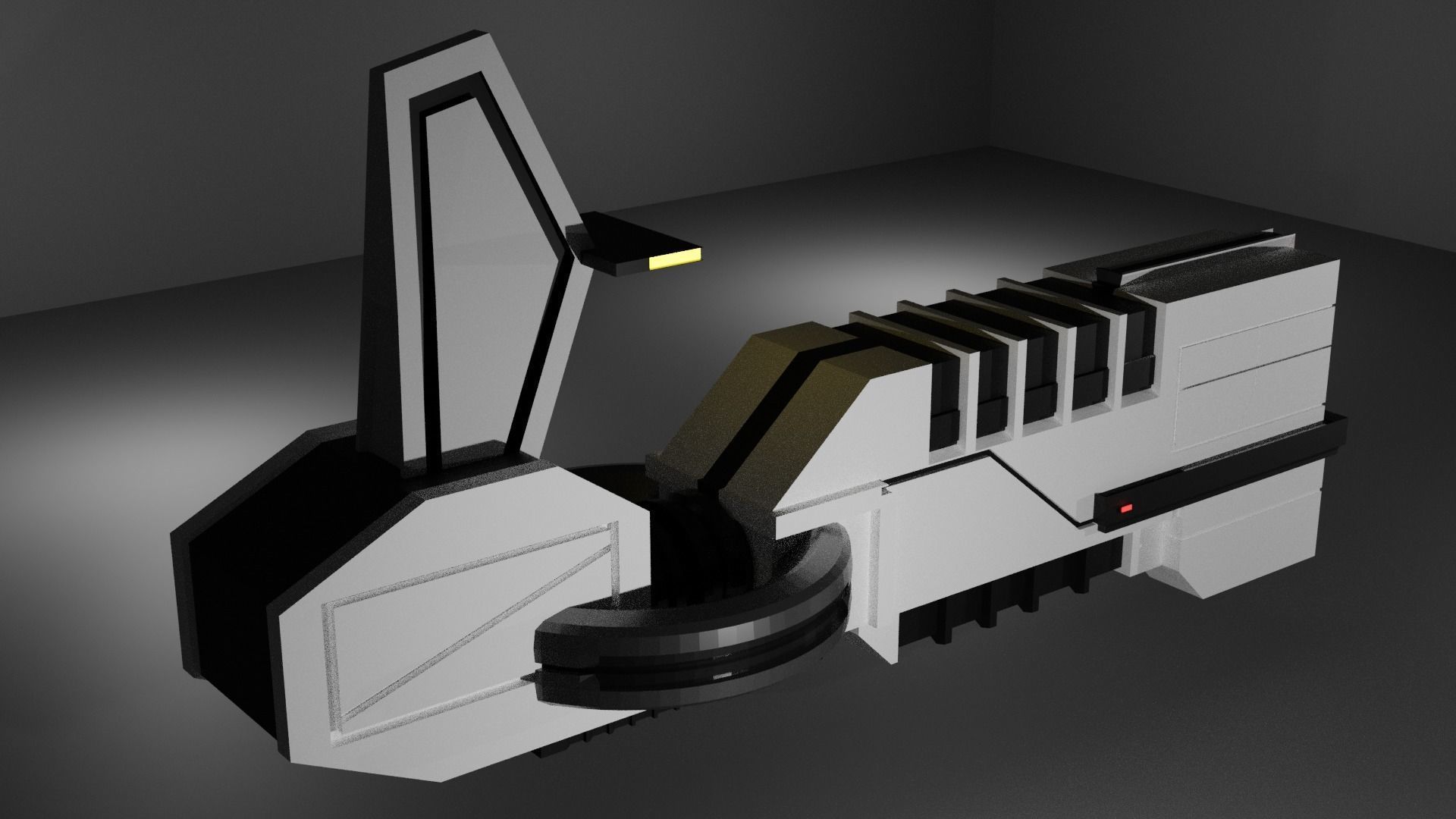 The Keep spaceship flying in sky 3D model_7