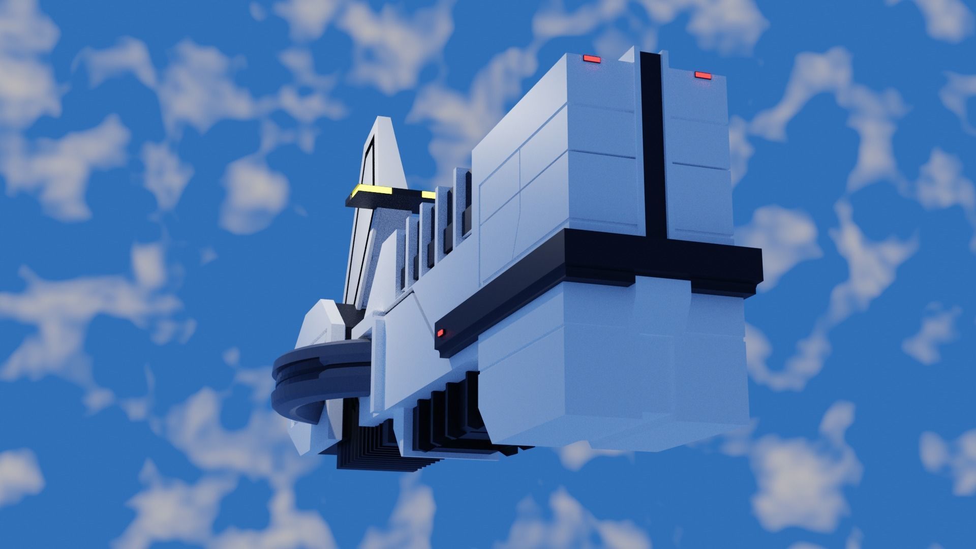 The Keep spaceship flying in sky 3D model_2