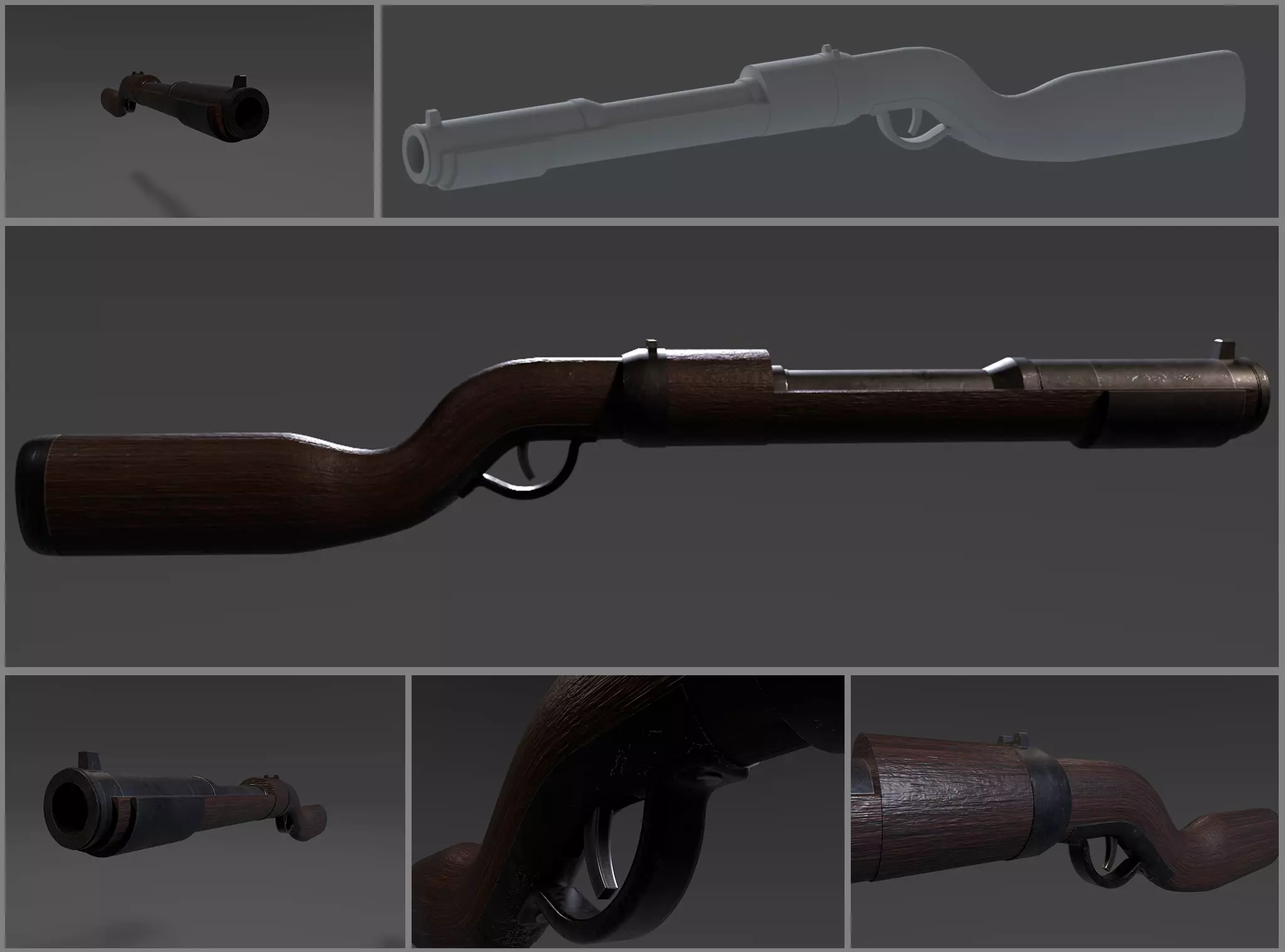 Stylized handcannon Low-poly 3D model