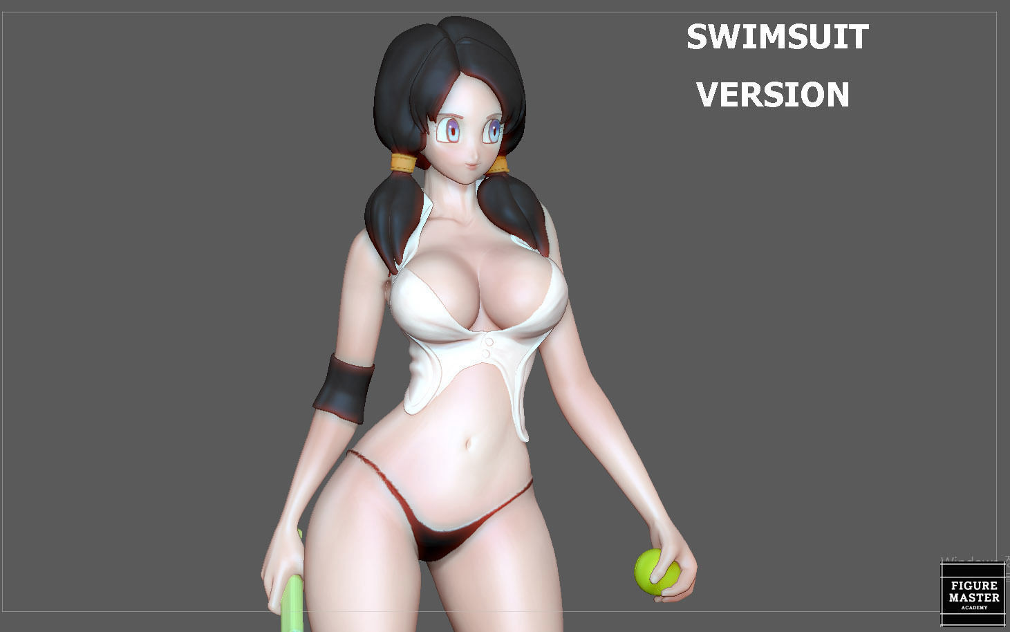 VIDEL TENNIS TRANING  DRAGONBALL CHARACTER ANIME STATUE MODEL 3D print model_23