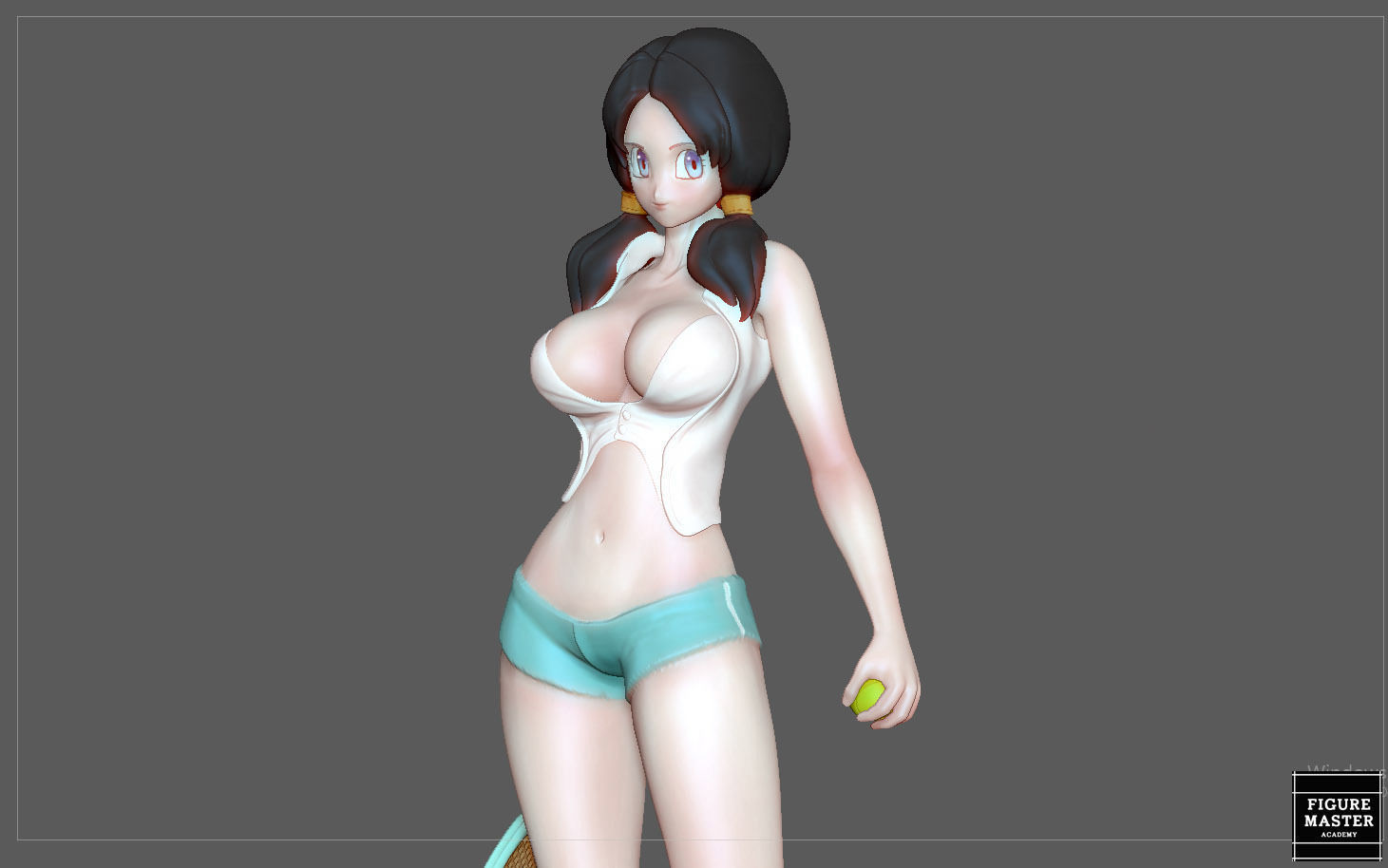 VIDEL TENNIS TRANING  DRAGONBALL CHARACTER ANIME STATUE MODEL 3D print model_20