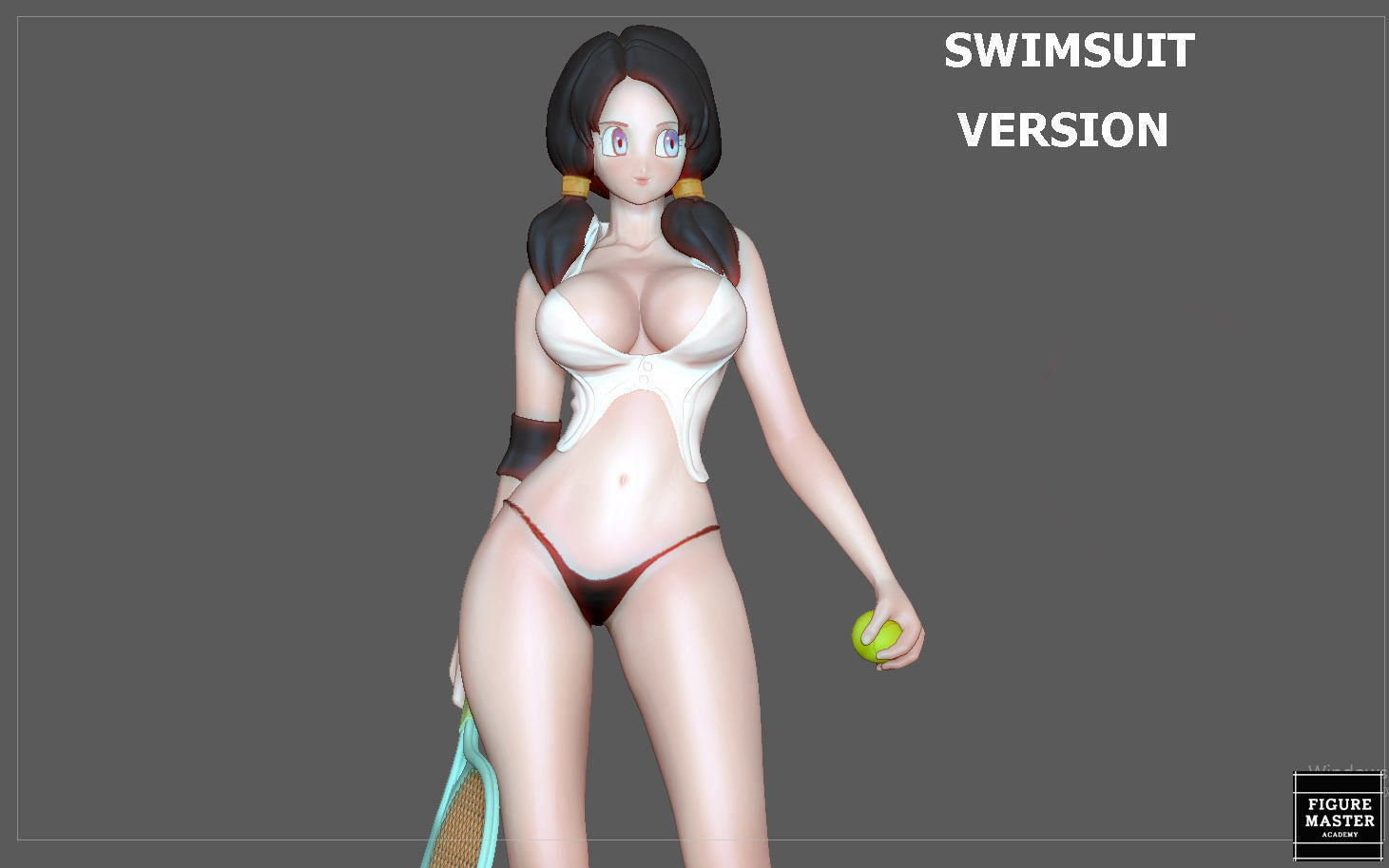 VIDEL TENNIS TRANING  DRAGONBALL CHARACTER ANIME STATUE MODEL 3D print model_22