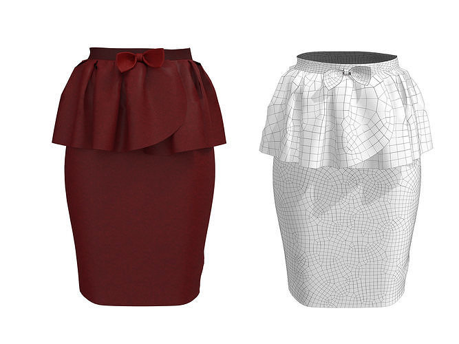 skirt 5 ruffled bag 3D model