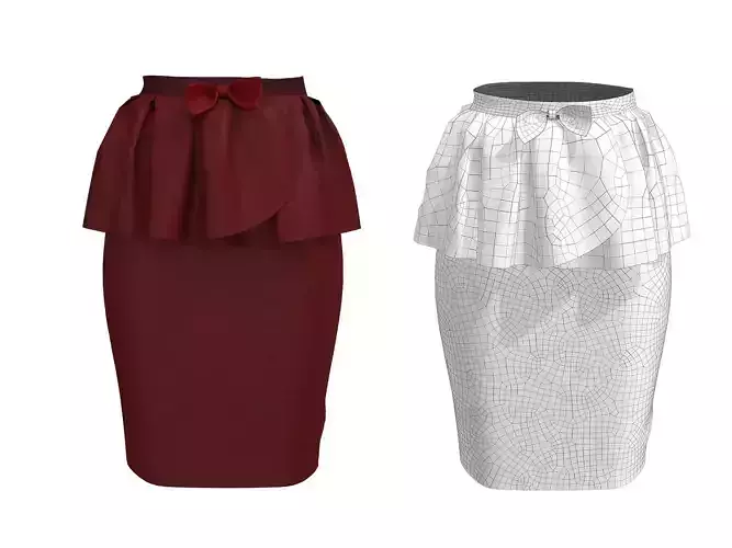 skirt 5 ruffled bag 3D model