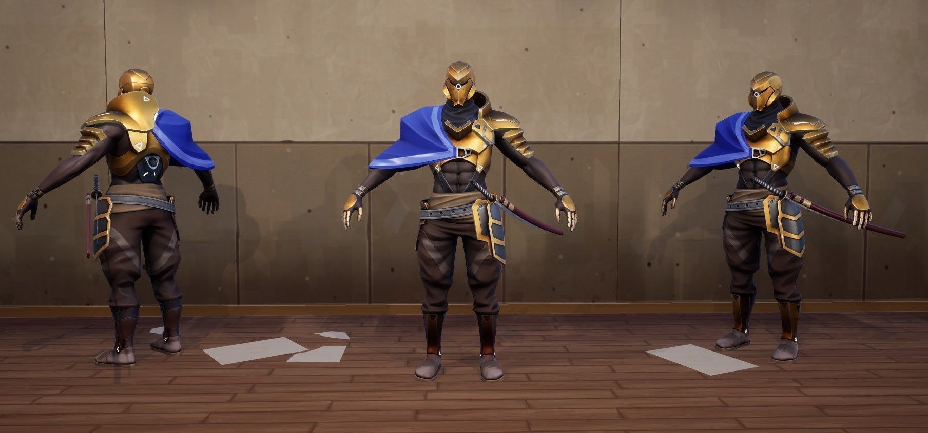 Stylized Samurai 3D Model Mobile and PC Full Animations Low-poly 3D model_1