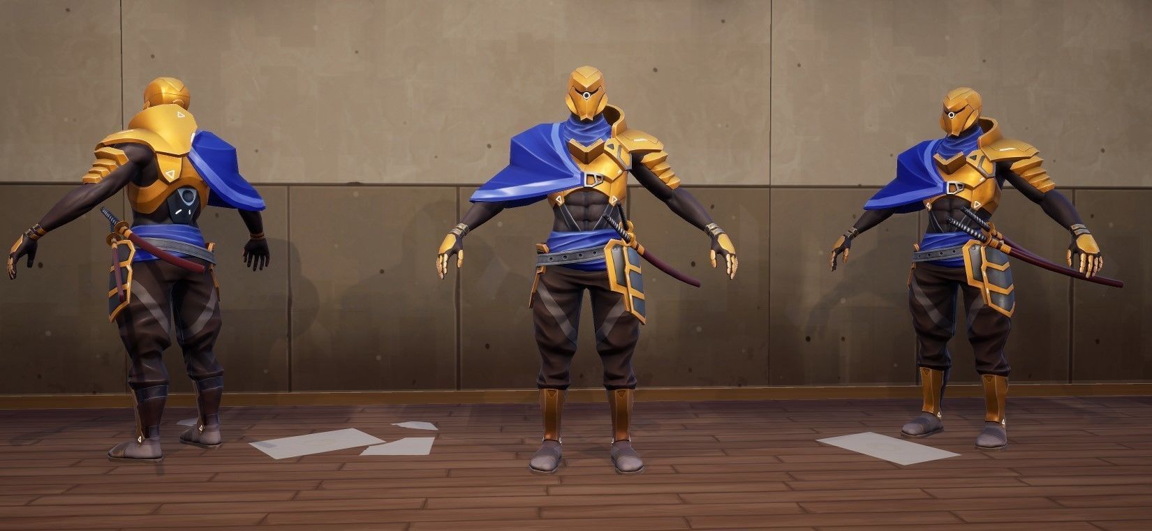 Stylized Samurai 3D Model Mobile and PC Full Animations Low-poly 3D model_2