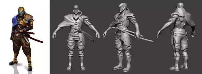 Stylized Samurai 3D Model  Mobile and PC  Full Animations