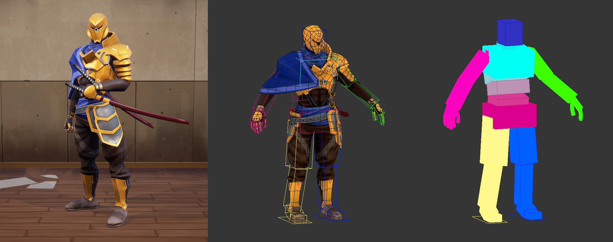 Stylized Samurai 3D Model Mobile and PC Full Animations Low-poly 3D model_3