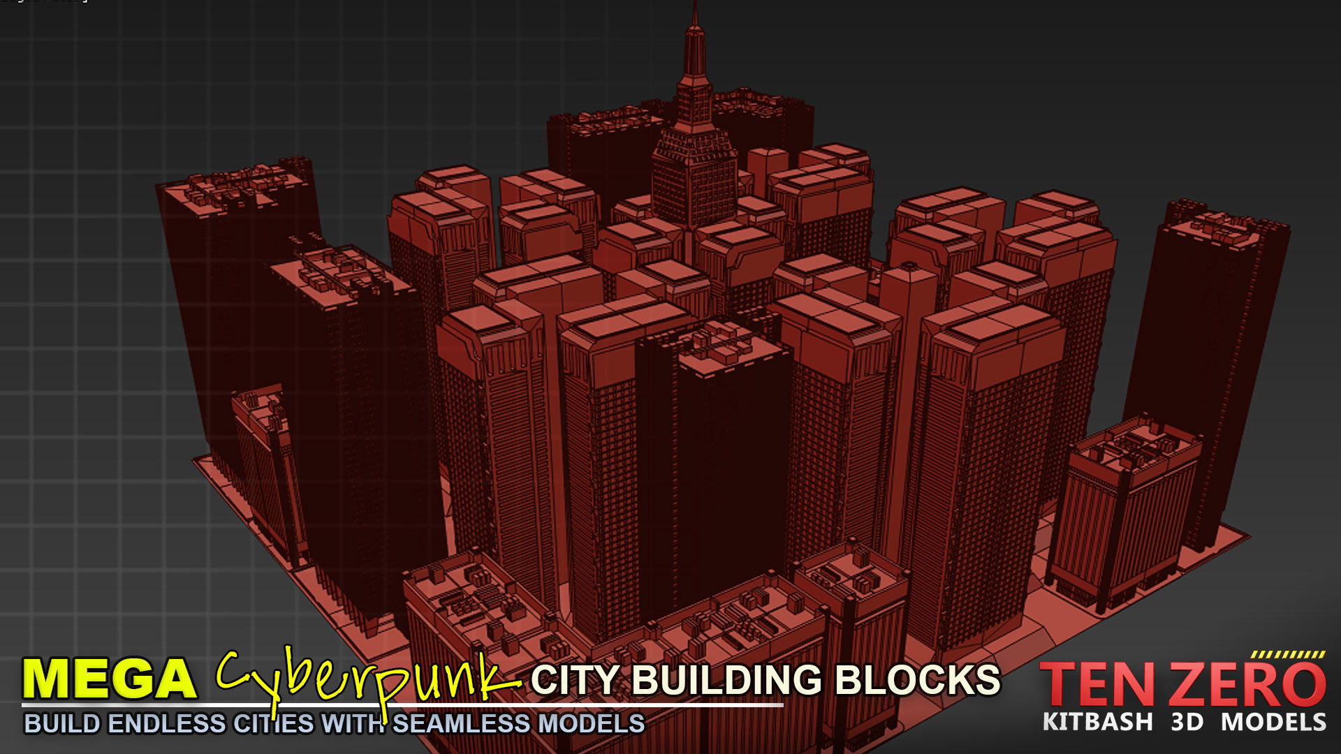 MEGA CYBERPUNK CITY BUILDING BLOCKS 3D model_7