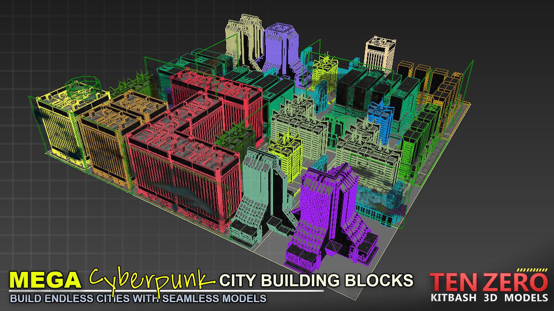 MEGA CYBERPUNK CITY BUILDING BLOCKS 3D model_8