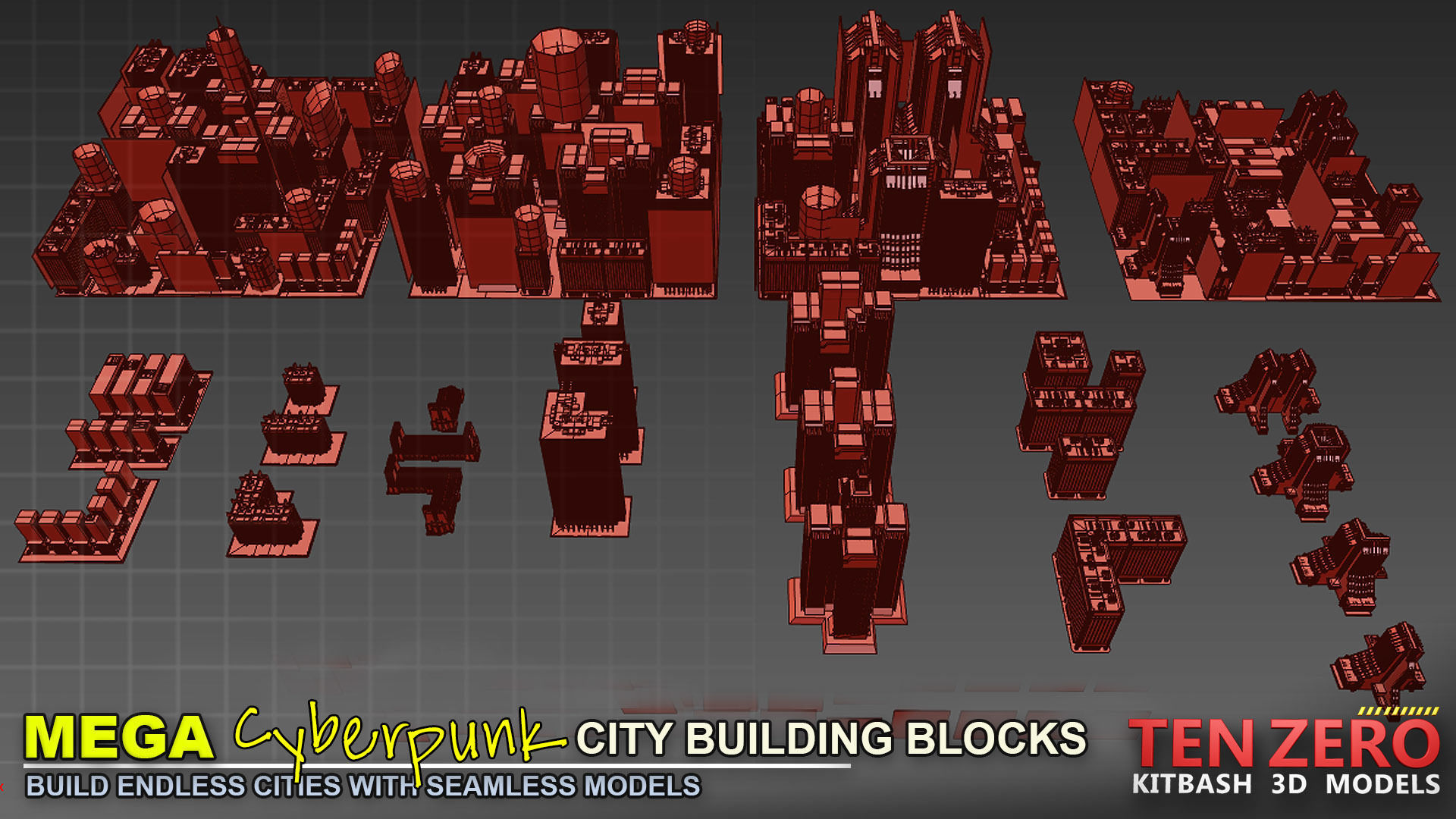 MEGA CYBERPUNK CITY BUILDING BLOCKS 3D model_5