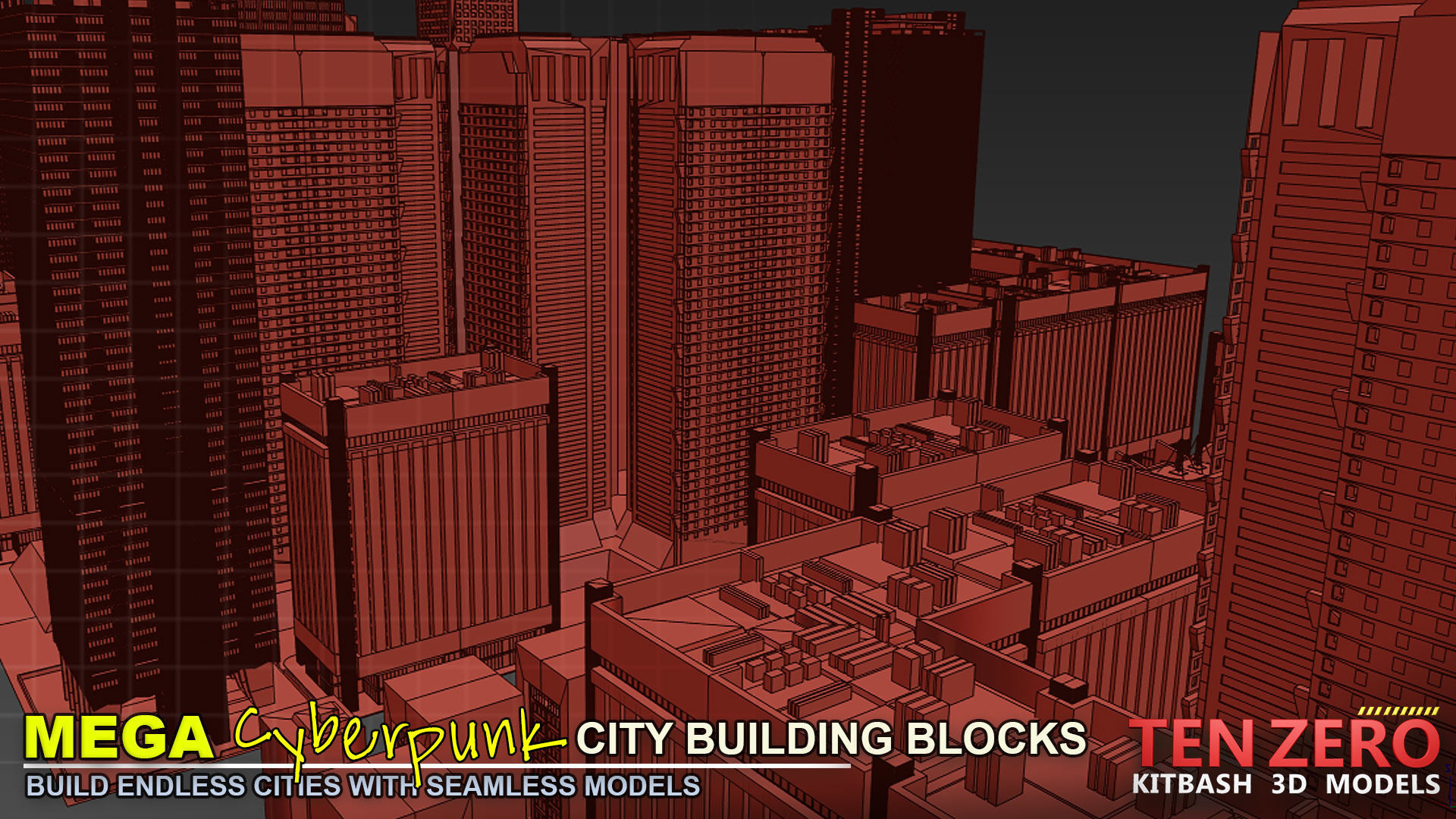 MEGA CYBERPUNK CITY BUILDING BLOCKS 3D model_9
