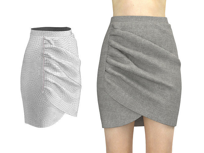 skirt6 ruched shorts 3D model