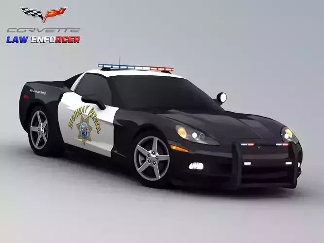 Chevrolet Corvette C6 Police Car Low-poly 3D model