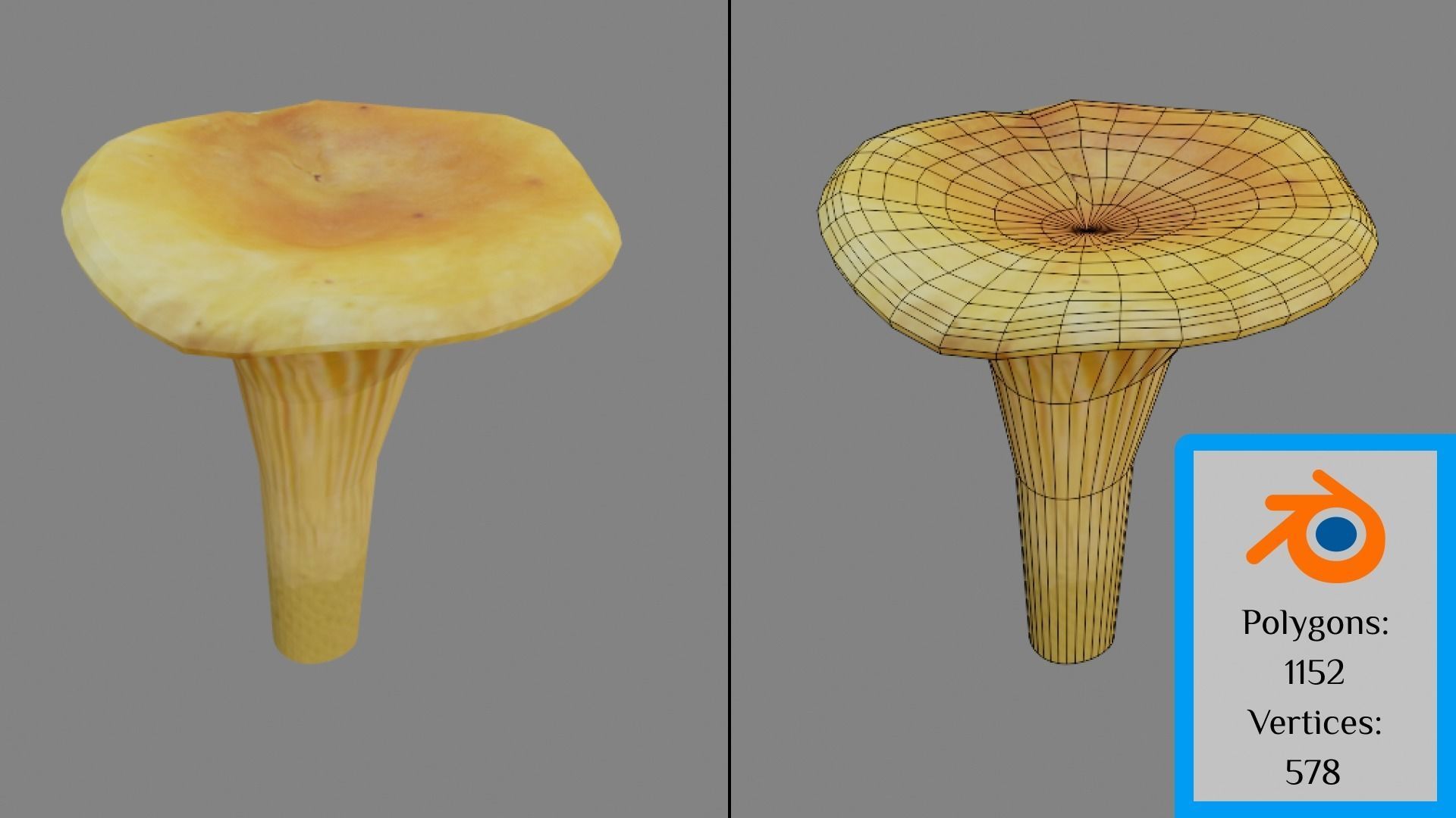 Mushrooms in field with grass and rocks Low-poly 3D model_3