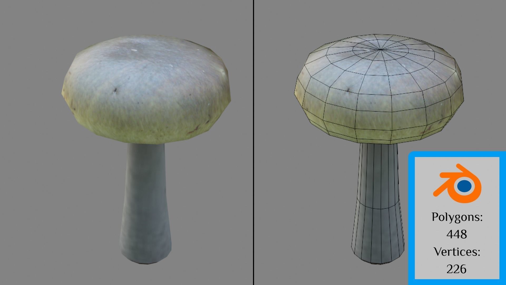 Mushrooms in field with grass and rocks Low-poly 3D model_5