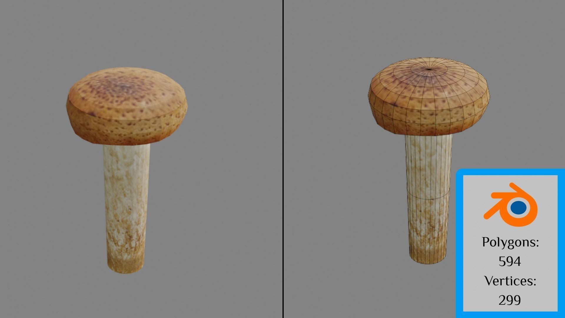 Mushrooms in field with grass and rocks Low-poly 3D model_6