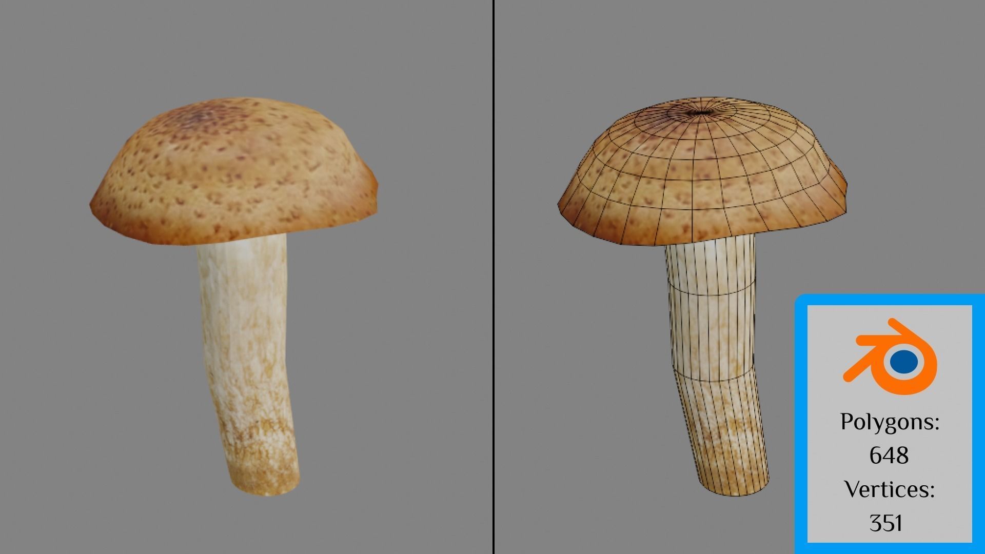 Mushrooms in field with grass and rocks Low-poly 3D model_7