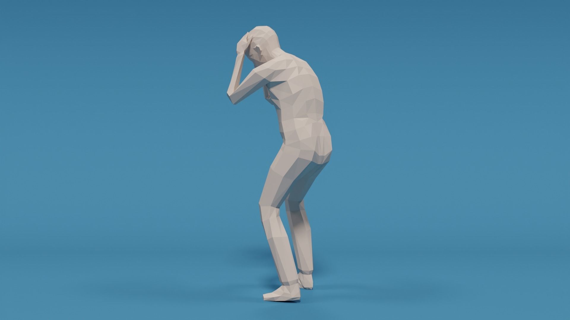Low Poly Kid Holding Head Low-poly 3D model_2