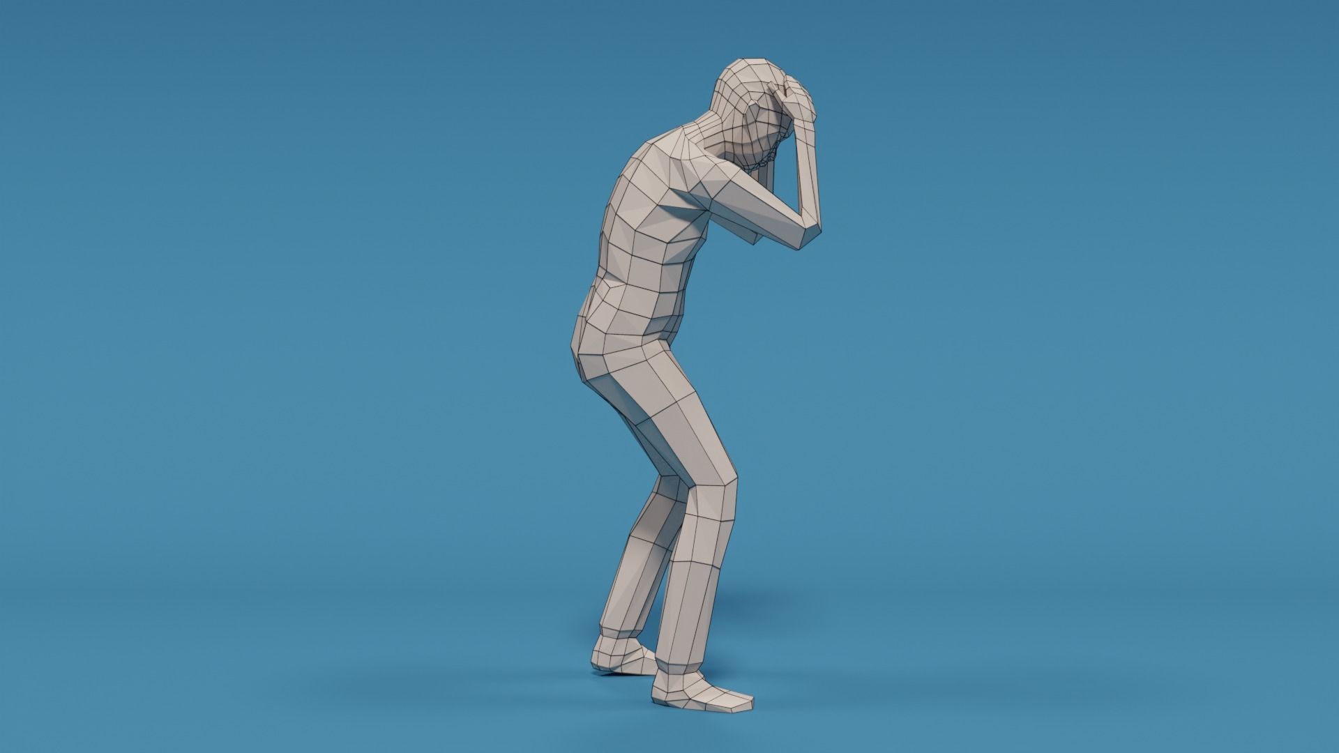 Low Poly Kid Holding Head Low-poly 3D model_14