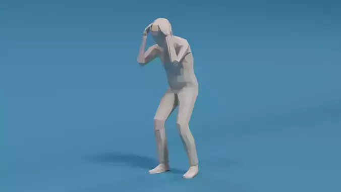 Low Poly Kid Holding Head