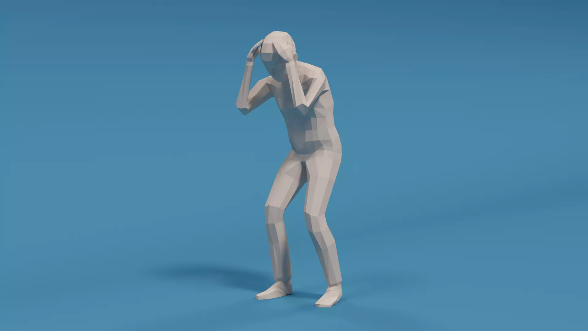 Low Poly Kid Holding Head Low-poly 3D model_0