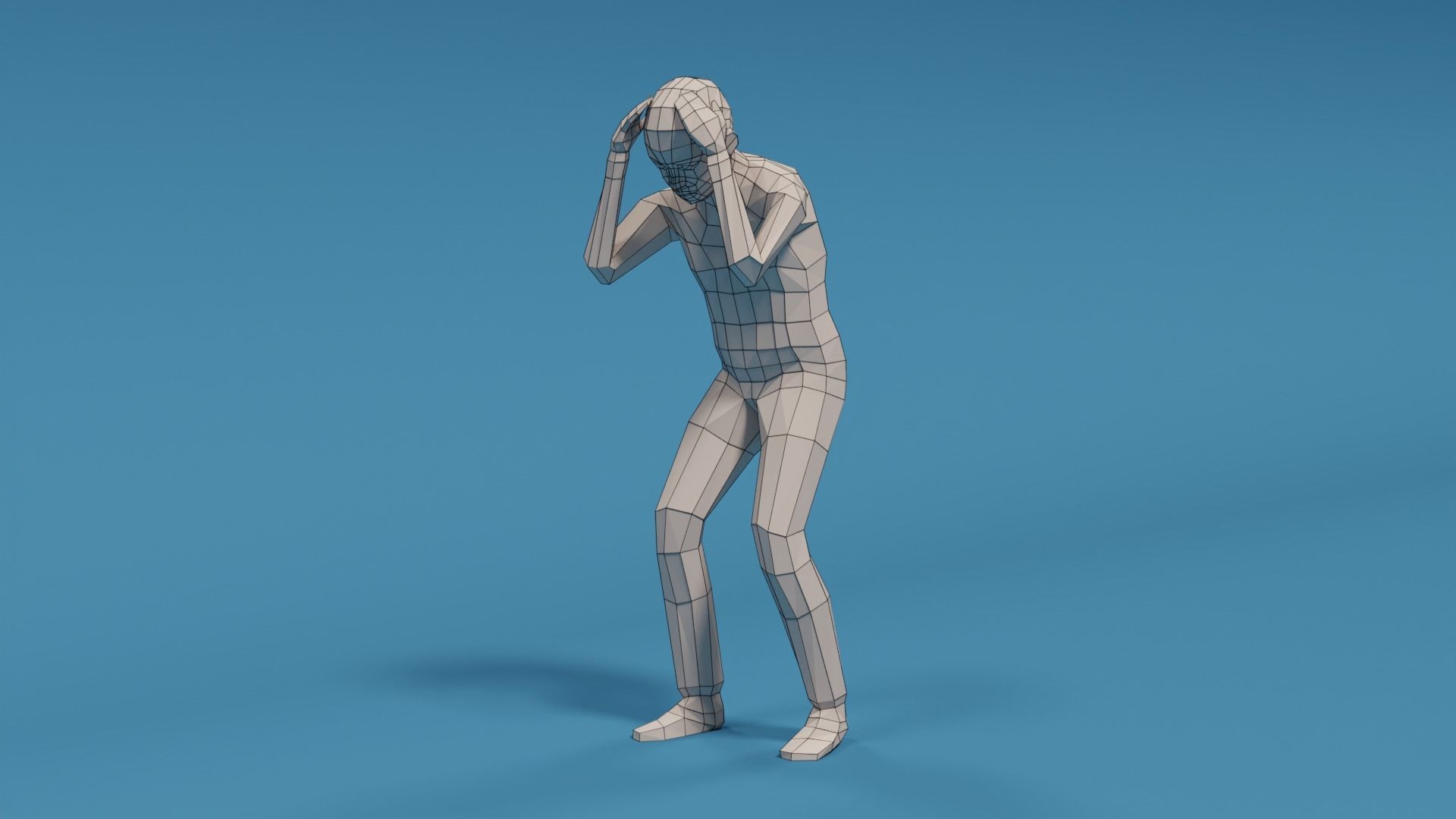 Low Poly Kid Holding Head Low-poly 3D model_9