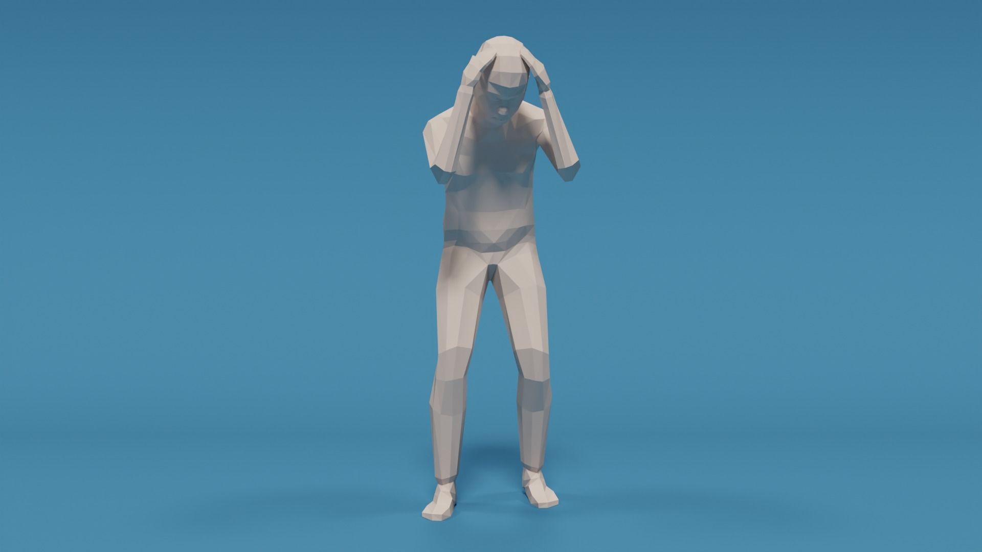 Low Poly Kid Holding Head Low-poly 3D model_7