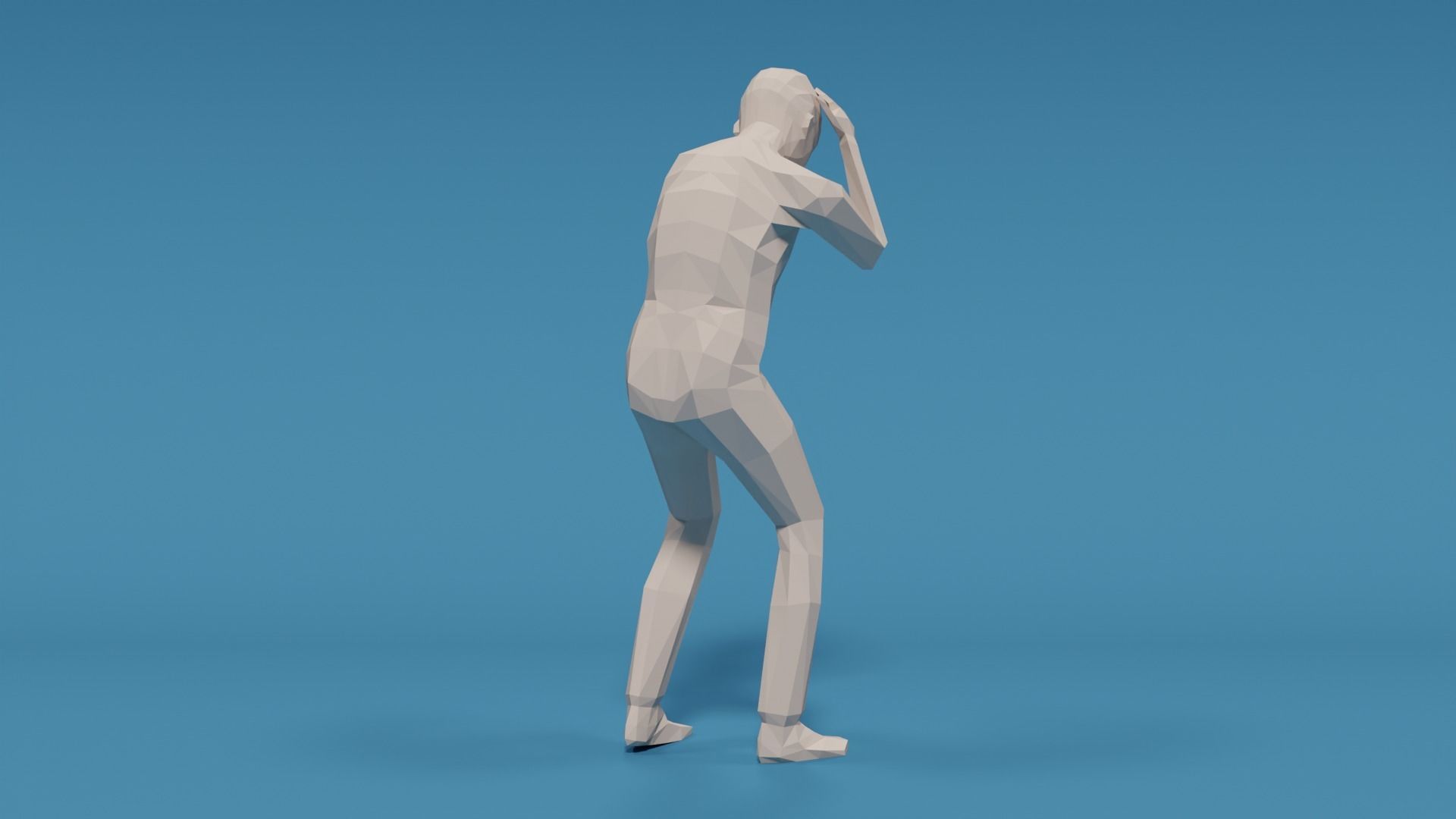 Low Poly Kid Holding Head Low-poly 3D model_4