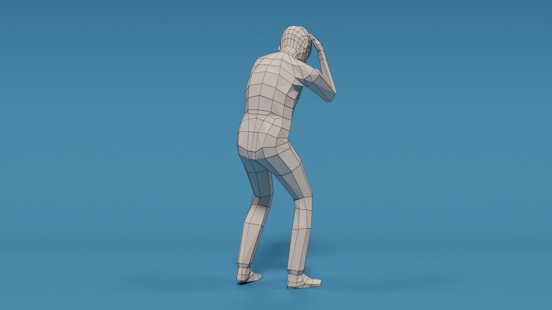 Low Poly Kid Holding Head Low-poly 3D model_13