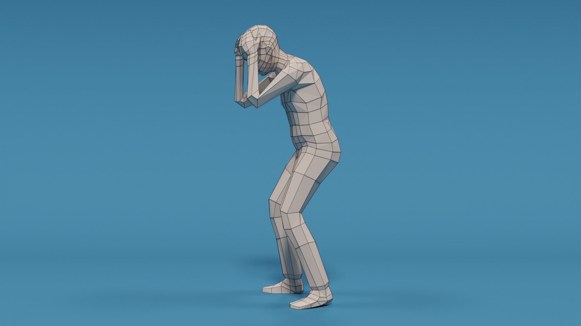 Low Poly Kid Holding Head Low-poly 3D model_10
