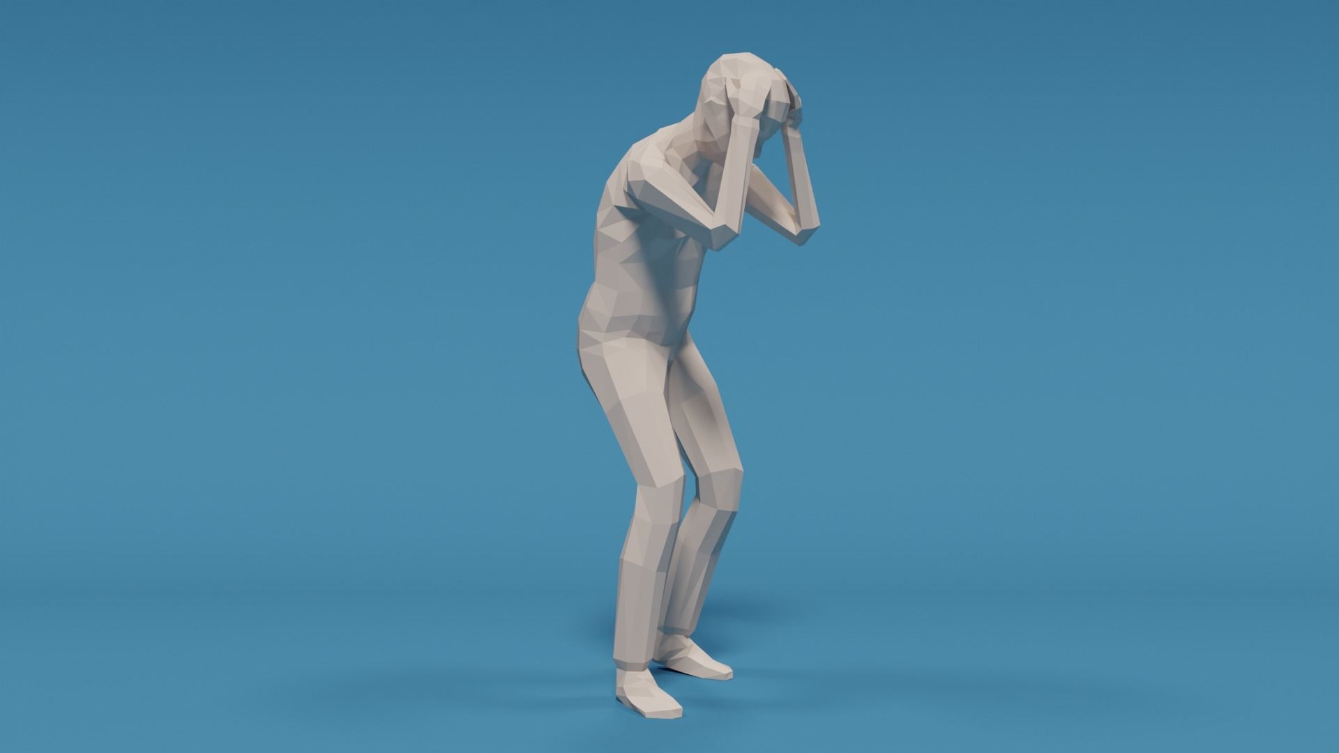 Low Poly Kid Holding Head Low-poly 3D model_6
