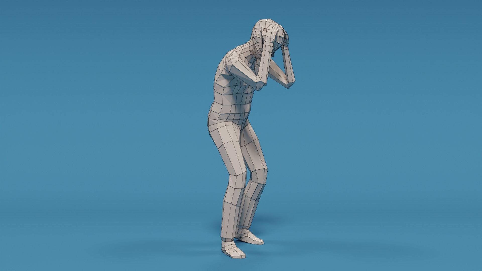 Low Poly Kid Holding Head Low-poly 3D model_15