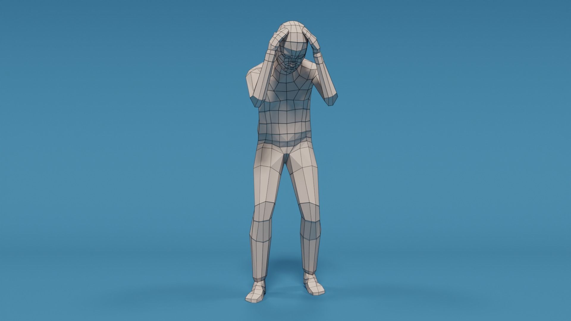 Low Poly Kid Holding Head Low-poly 3D model_16