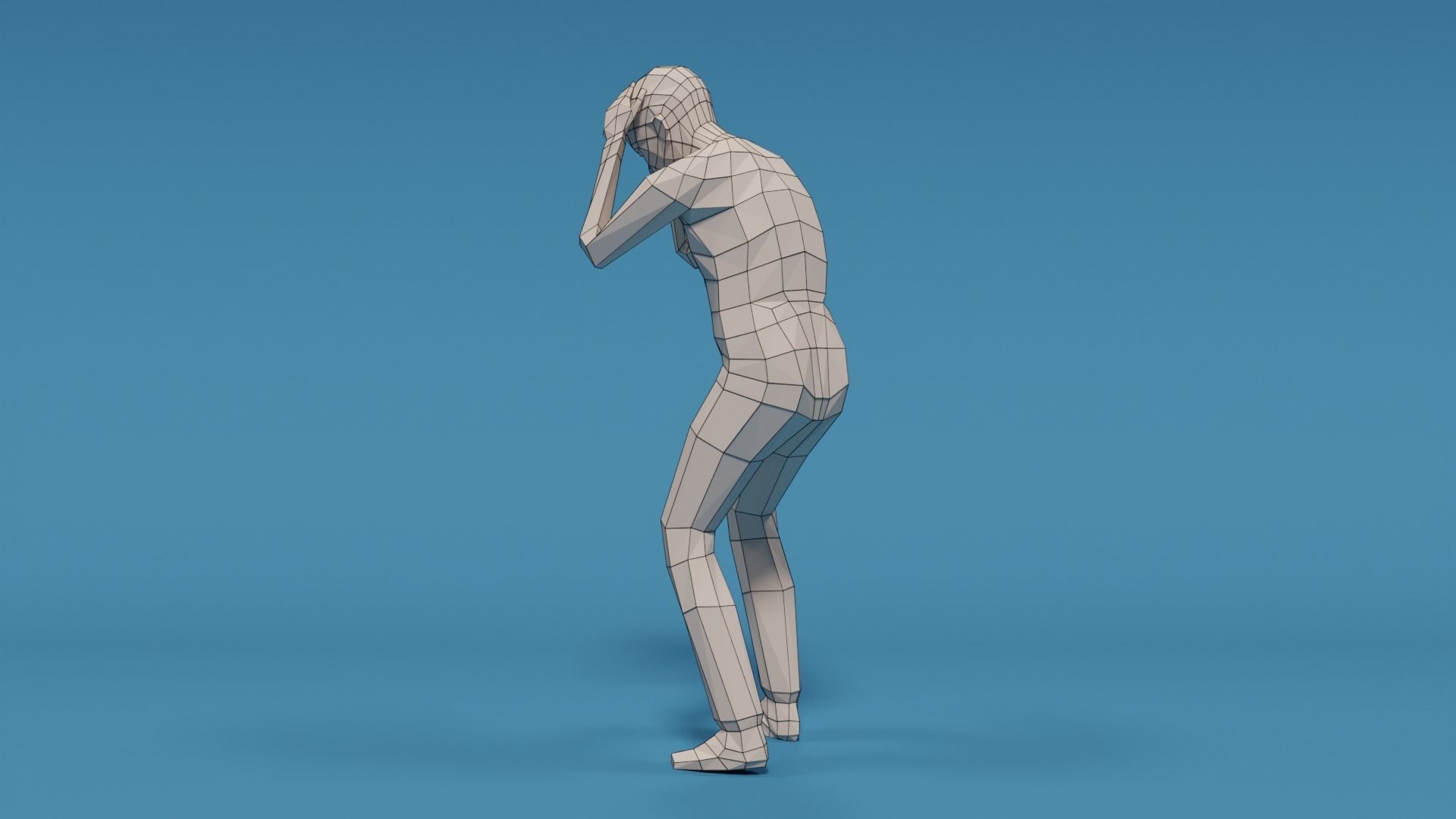 Low Poly Kid Holding Head Low-poly 3D model_11