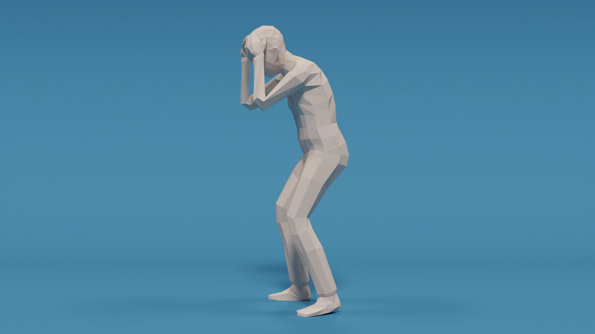 Low Poly Kid Holding Head Low-poly 3D model_1