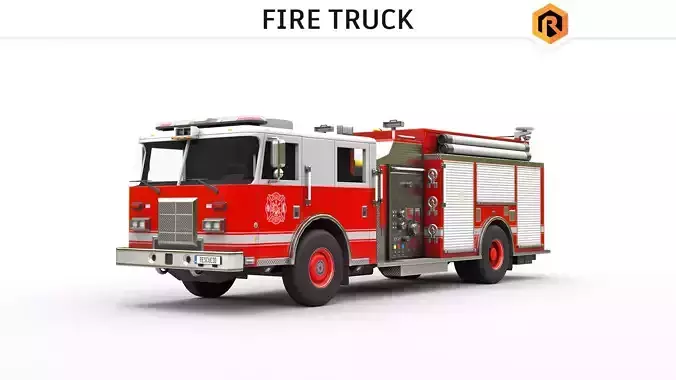 Fire Truck Low-poly 3D model