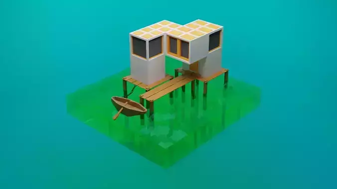 house in the middle of the sea