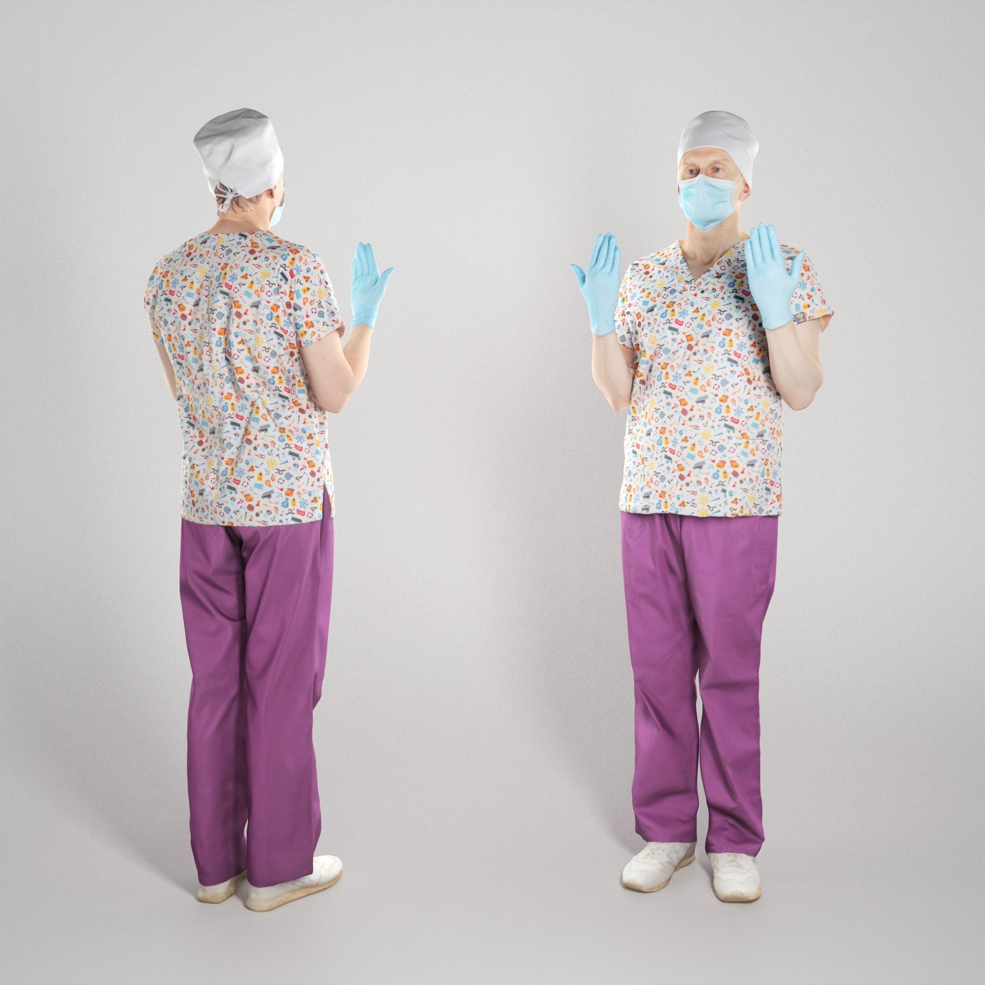 Male doctor with surgical gloves and medical mask 241 Low-poly 3D model_1