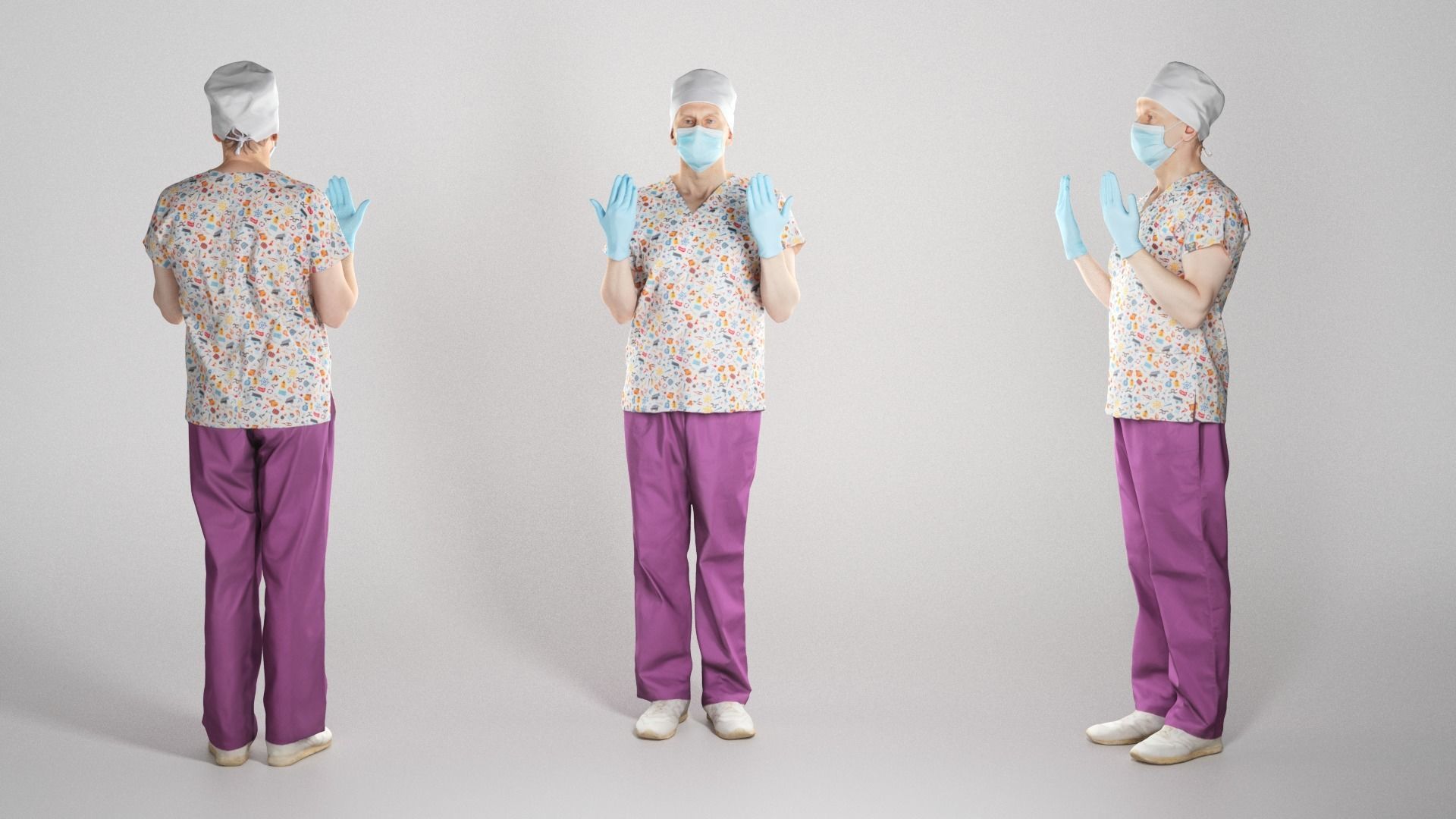 Male doctor with surgical gloves and medical mask 241 Low-poly 3D model_2
