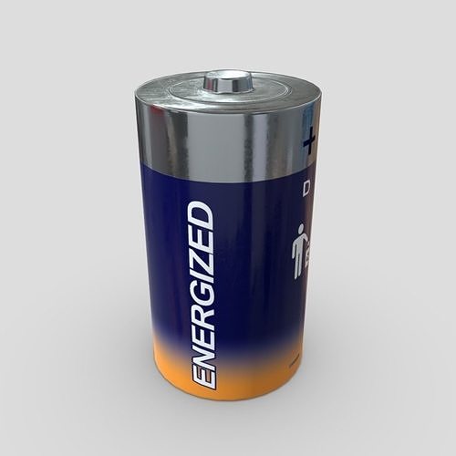 Battery D energized Low-poly 3D model