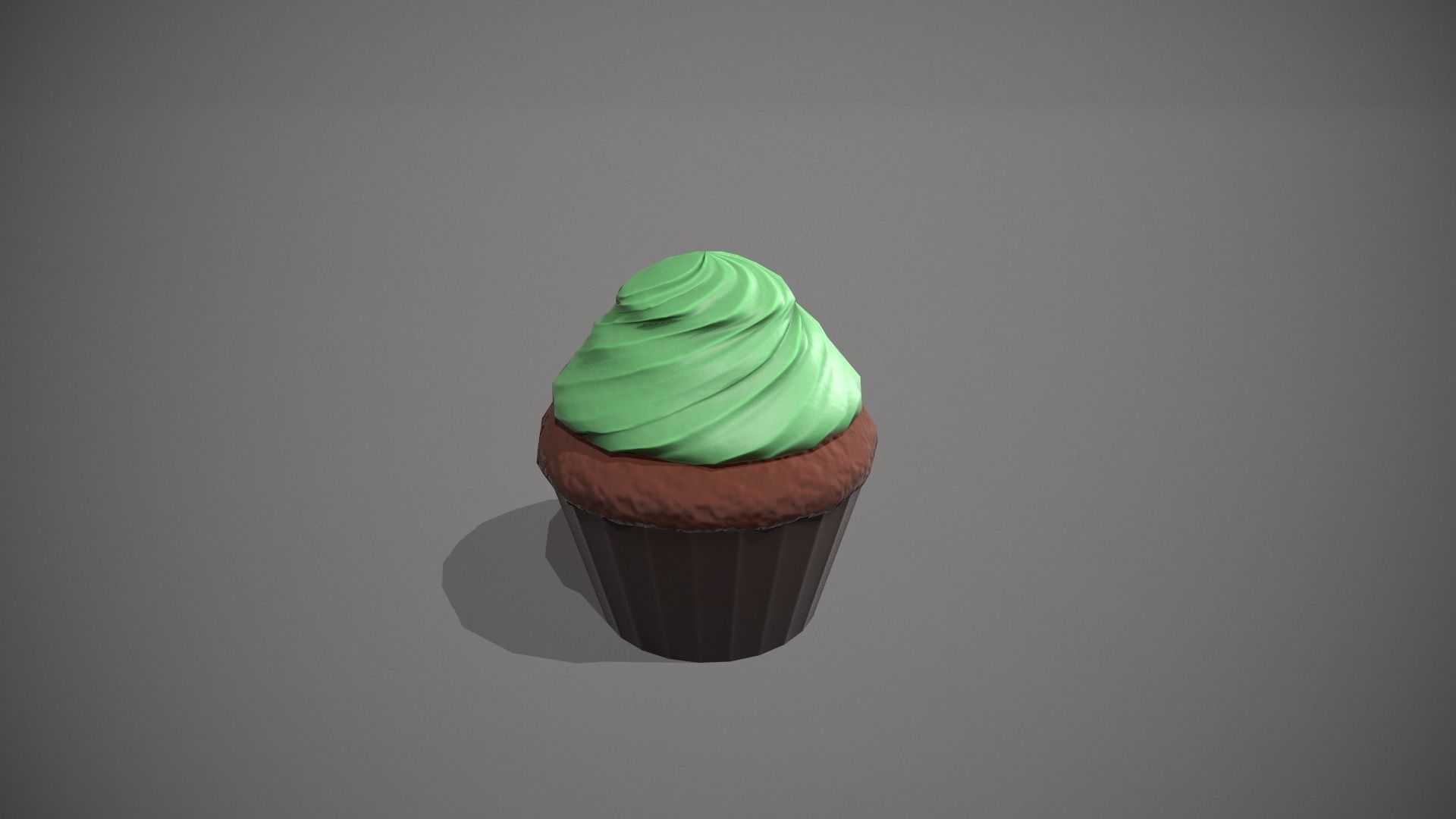Mint Chocolate Cupcake Low-poly 3D model_8