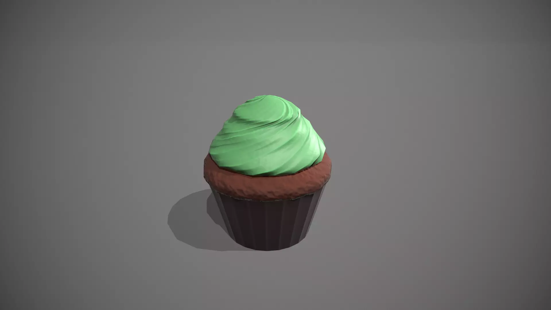 Mint Chocolate Cupcake Low-poly 3D model_0