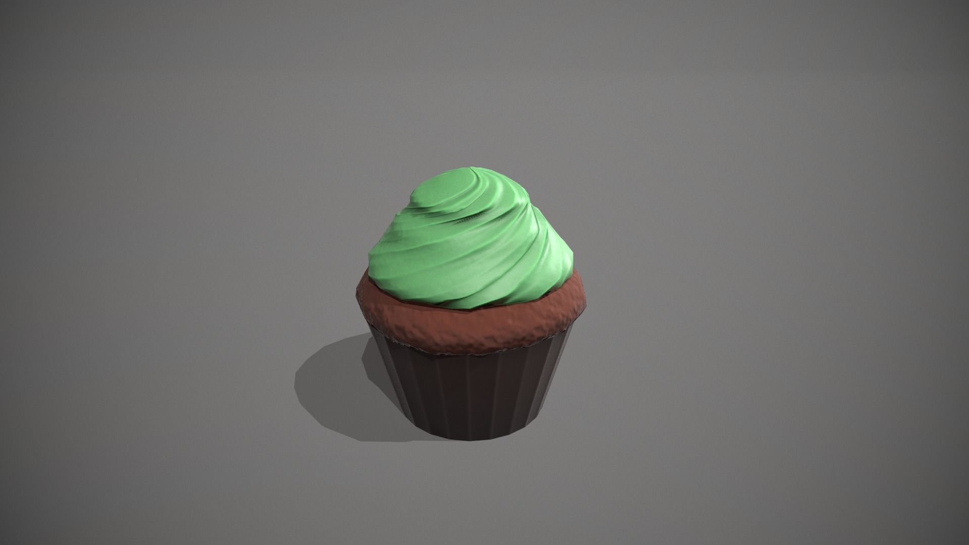Mint Chocolate Cupcake Low-poly 3D model_9