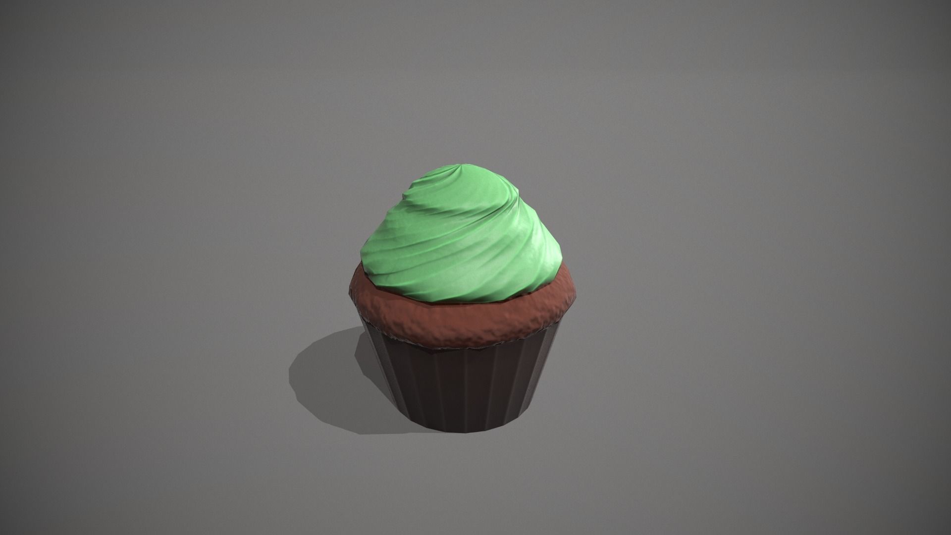 Mint Chocolate Cupcake Low-poly 3D model_1