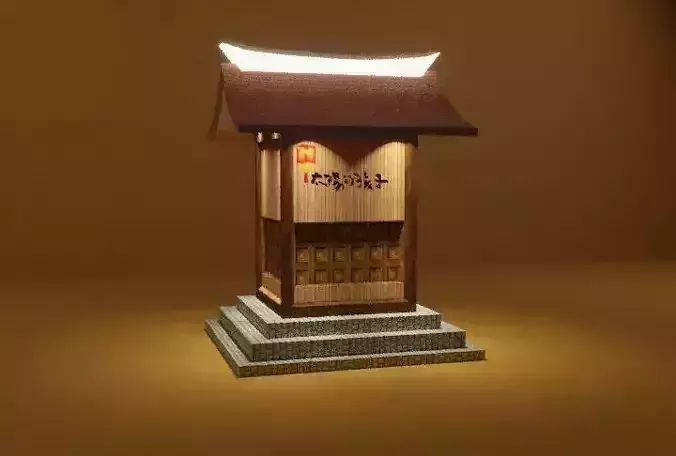3d model japanese lantern on table