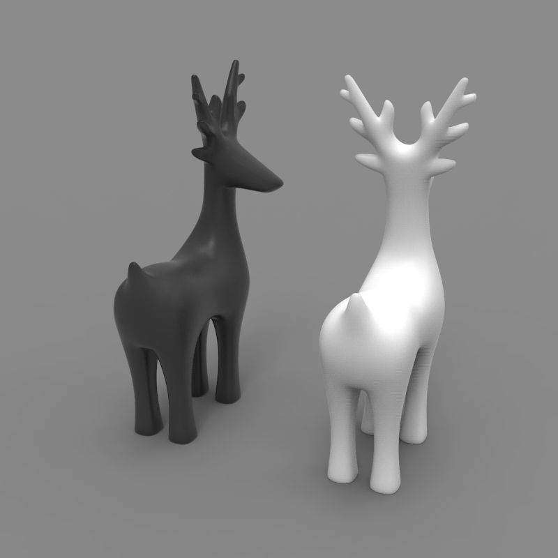 deers two deer figurines 3D print model_2