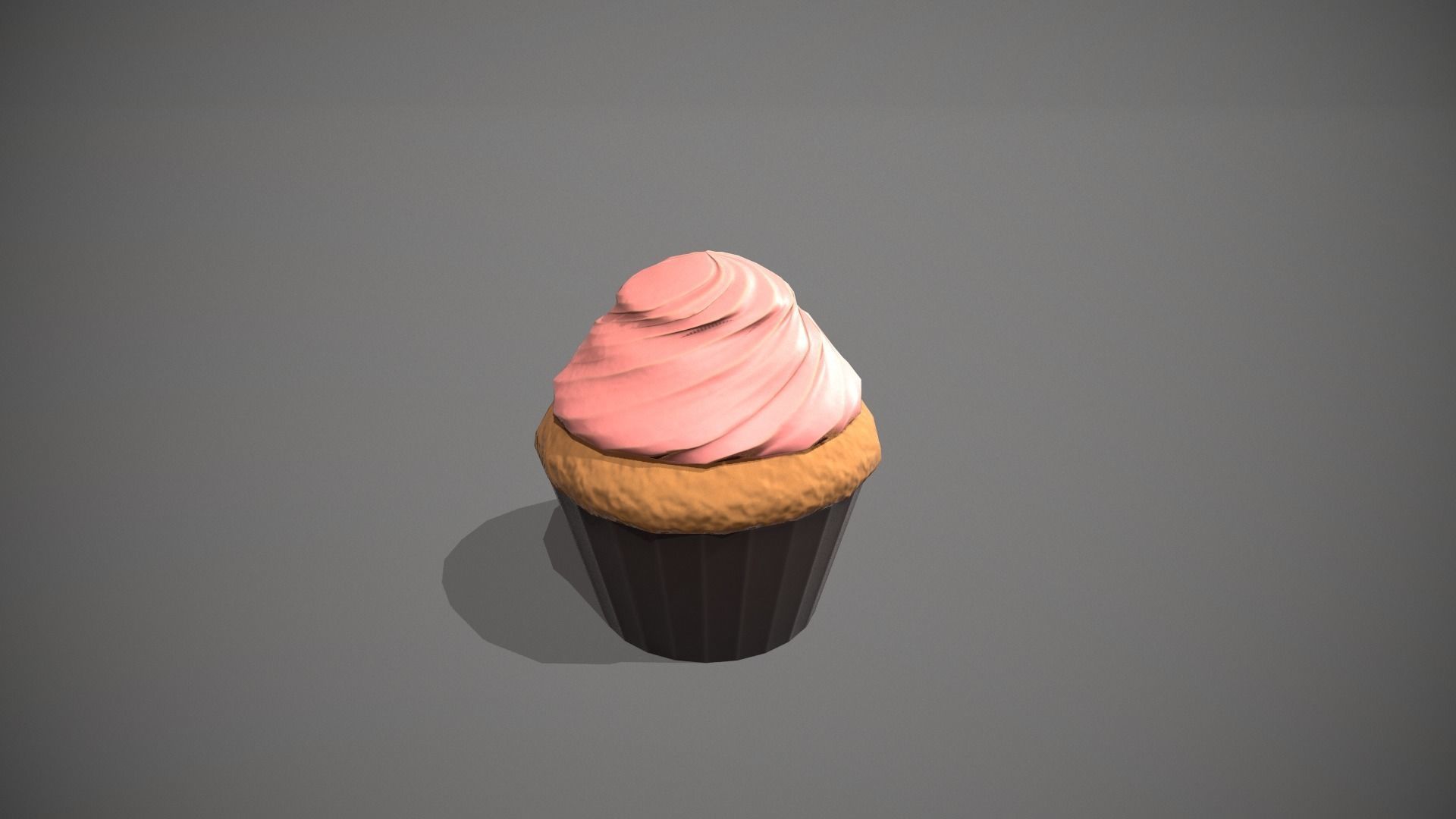 Strawberry Cupcake Low-poly 3D model_9