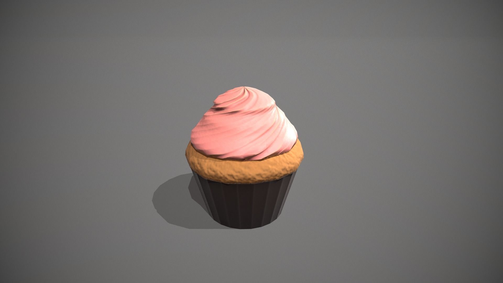 Strawberry Cupcake Low-poly 3D model_3