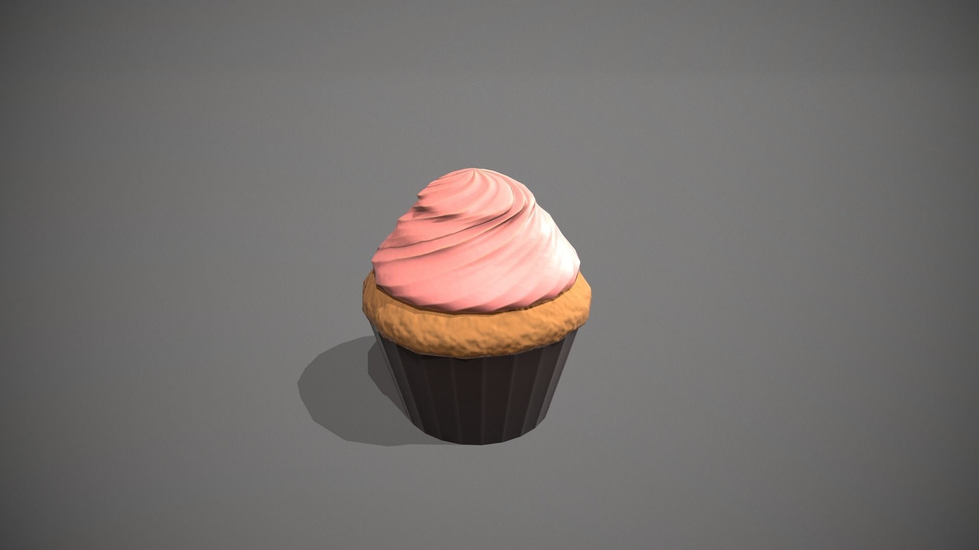 Strawberry Cupcake Low-poly 3D model_6